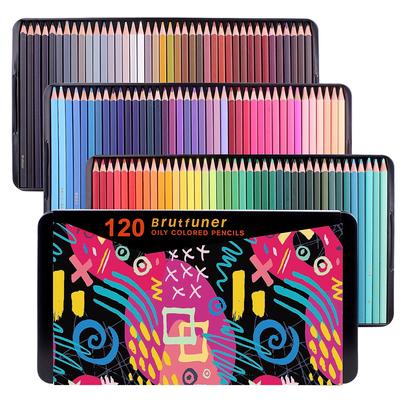 Ensemble de crayons de couleur Brutfuner 72/120, fournitures d'art pour coloriage pour adultes, mine souple à base d'huile, crayon d'art pour enfants, adolescents et débutants