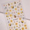 5D Embossed Sunflower Bee Nail Stickers - Three-Dimensional Embroidery Style