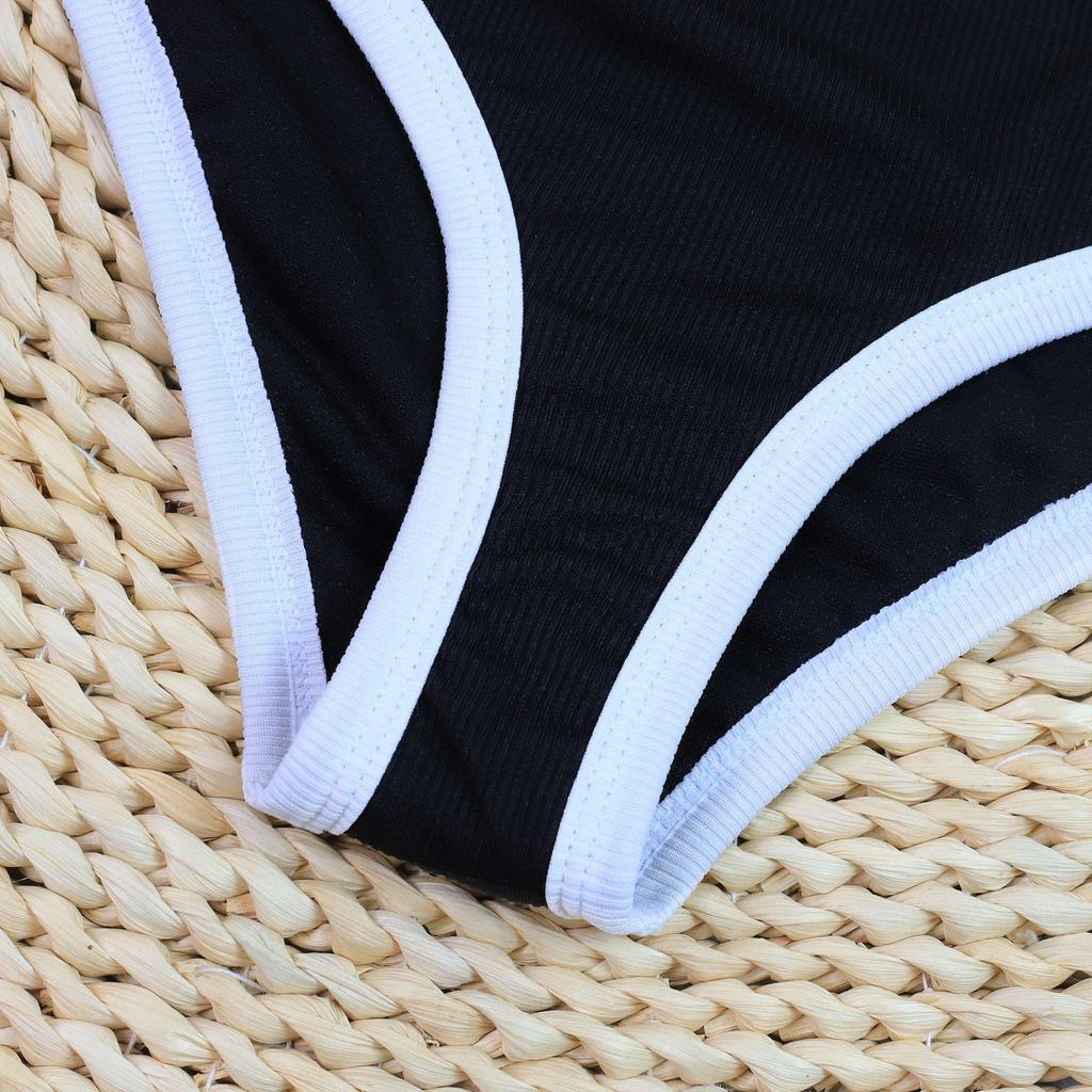 2024 Schwarz & Weiß Colorblock High Waist Bikini - Elegante Bademode im europäischen und amerikanischen Stil