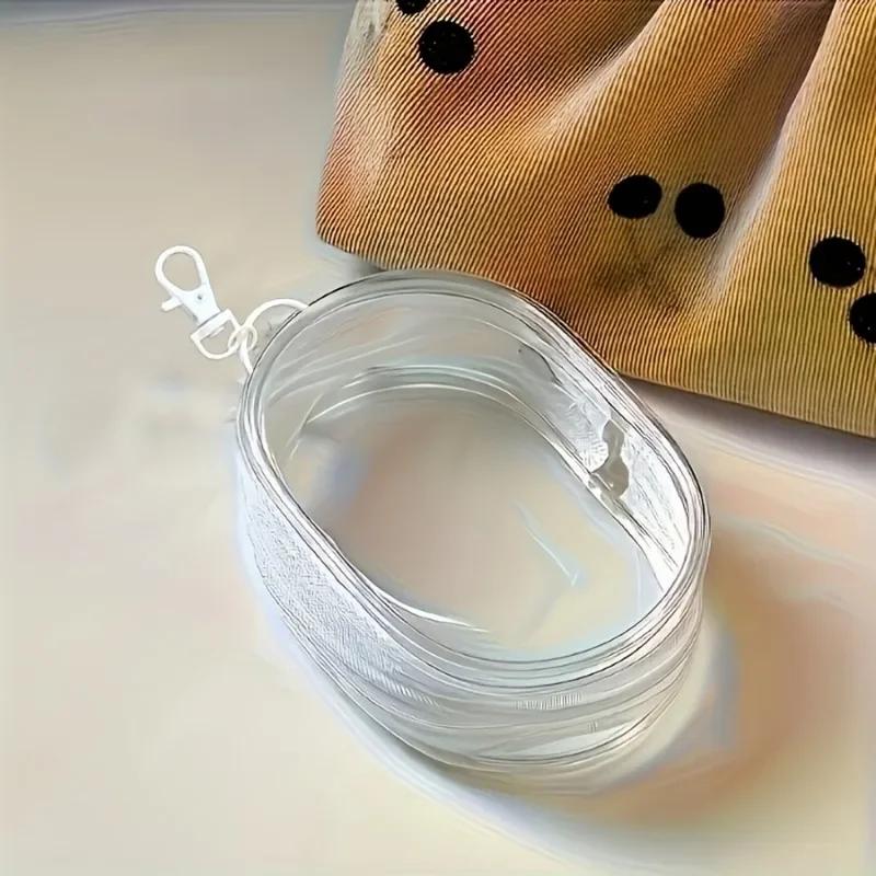 1pc Cute Mini Transparent Plastic Cable Organizer Box with Keychain-Portable & Space-Saving Design for Cables,Chargers,Earphones