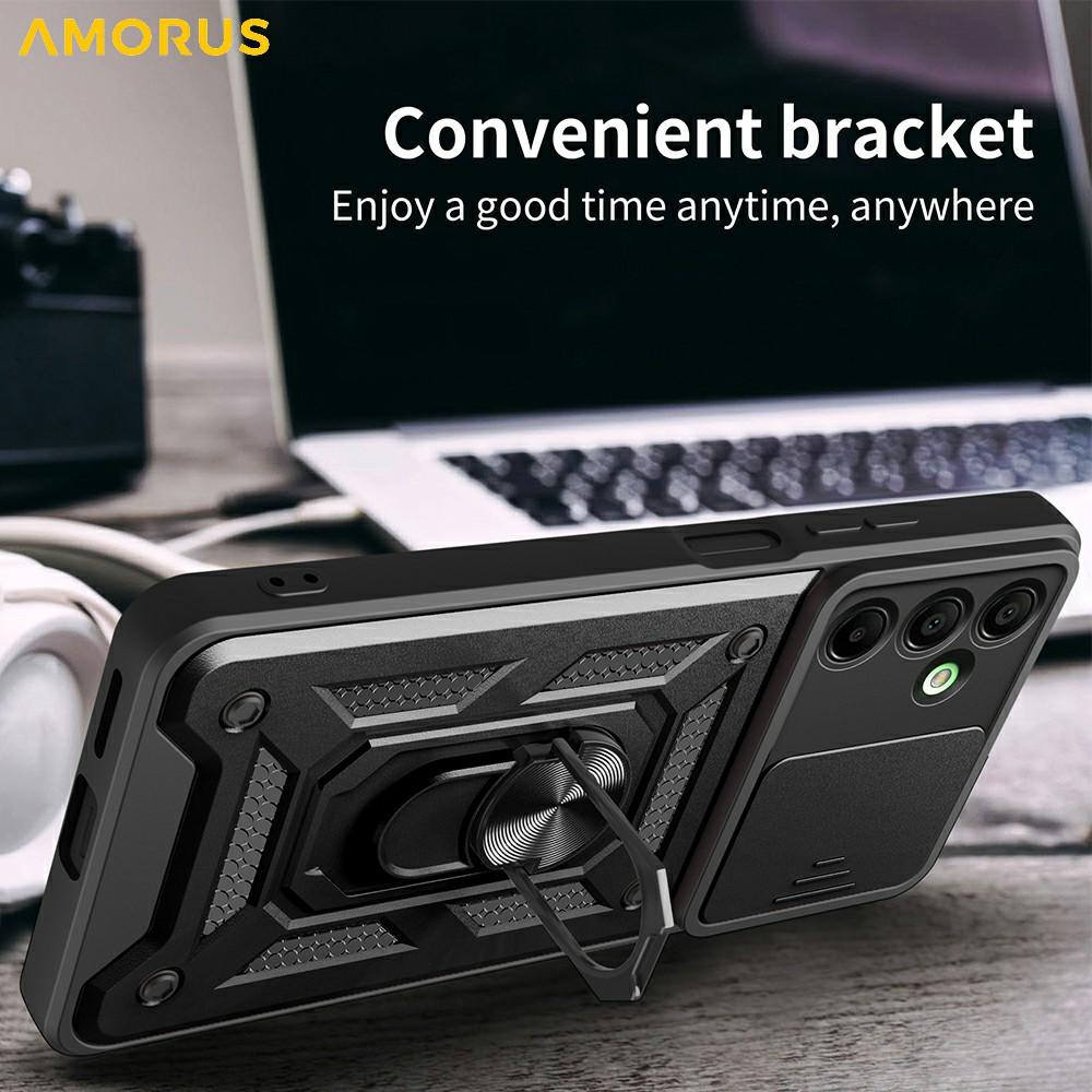 AMORUS For Samsung Galaxy A16 5G/4G Case Kickstand PC+TPU Phone Cover with Camera Lens Slider