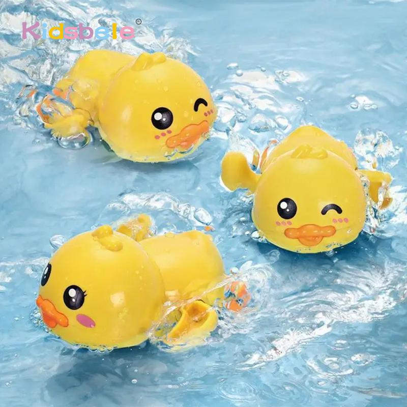 Cute Swimming Duck Clockwork Bath Toy Wind Up Water Floating Toy Hot Sale Duck Toy for Baby Bathtub Bath Toy Fun Bath Time Gift