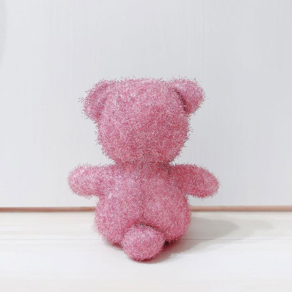[USED] Pink glitter teddy bear plush toy for babies and children