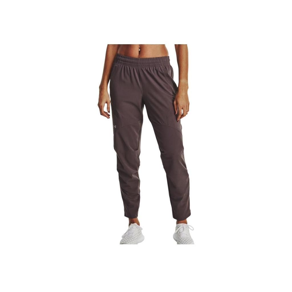 Under Armour Solid Color Logo Embroidered Straight Leg Sports Pants With Elastic Waist Women Bottoms Grey 1379018-057