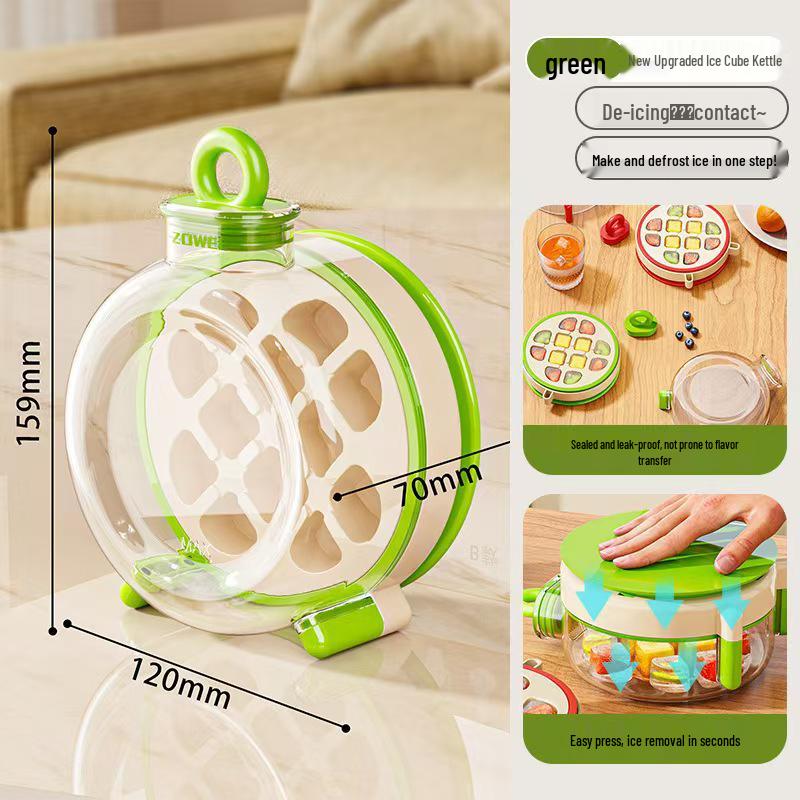 Ice Cube Tray with Lid & Press Release, Includes Multifunctional Straw Cup & Creative Cooler Pitcher