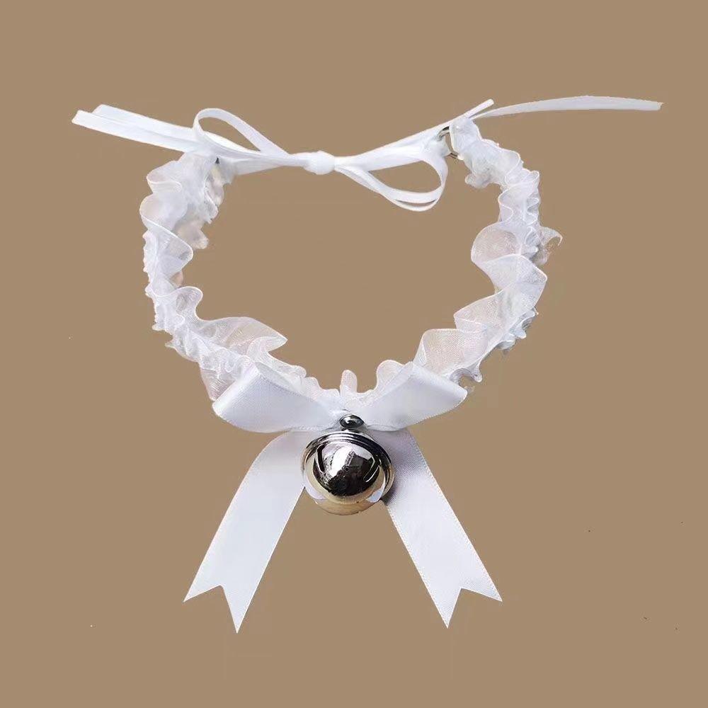 Adjustable Kitten Lolita Necklace with Clavicle Bell and Garter Leash - Japanese Chain and Lace Design Erotic Jewelry
