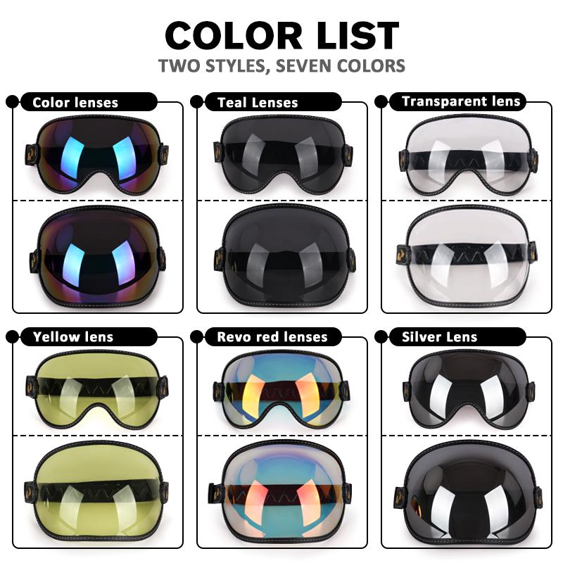 Retro Motorcycle Goggles Bubble Visor Outside Riding UV Protection Windshield Colorful Vintage for Half Face Helmets2