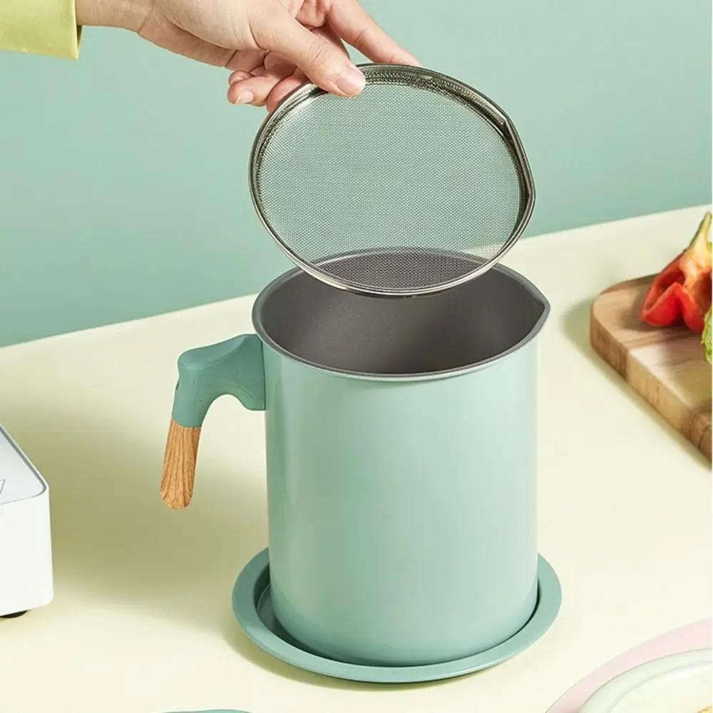 1.4L/1.7L Oil Filter Pot Stainless Steel Grease Storage Container Oil Strainer Pot  Bacon