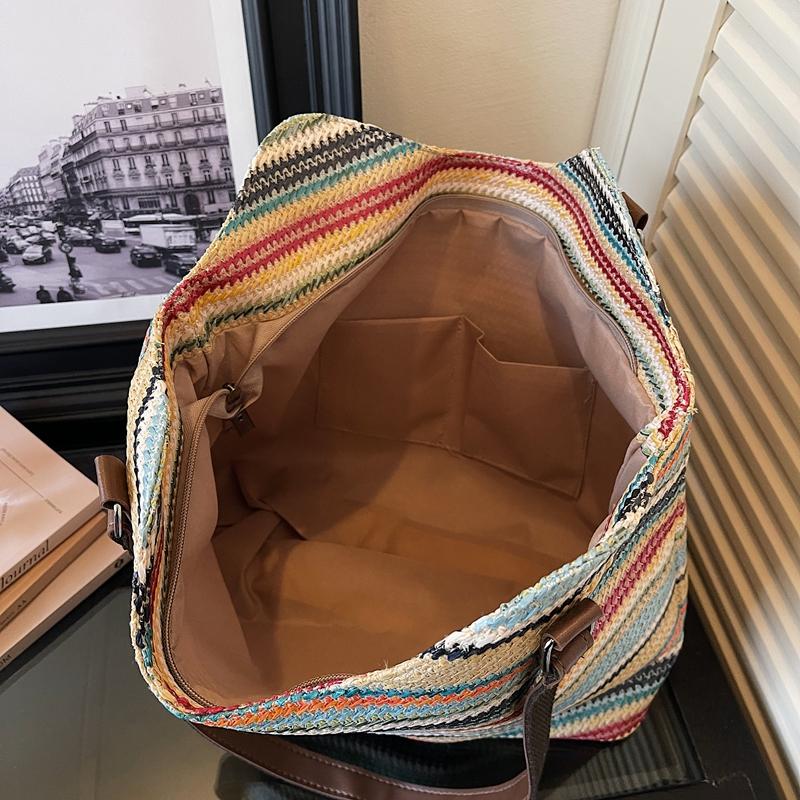 Urlaub am Meer Strohtasche Große Kapazität Umhängetasche Strandtasche