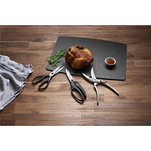 VICTORINOX kitchen scissors, multi-purpose scissors for opening jars and cracking nuts, black, uses microwave blades for sharpness, multi-functional,
