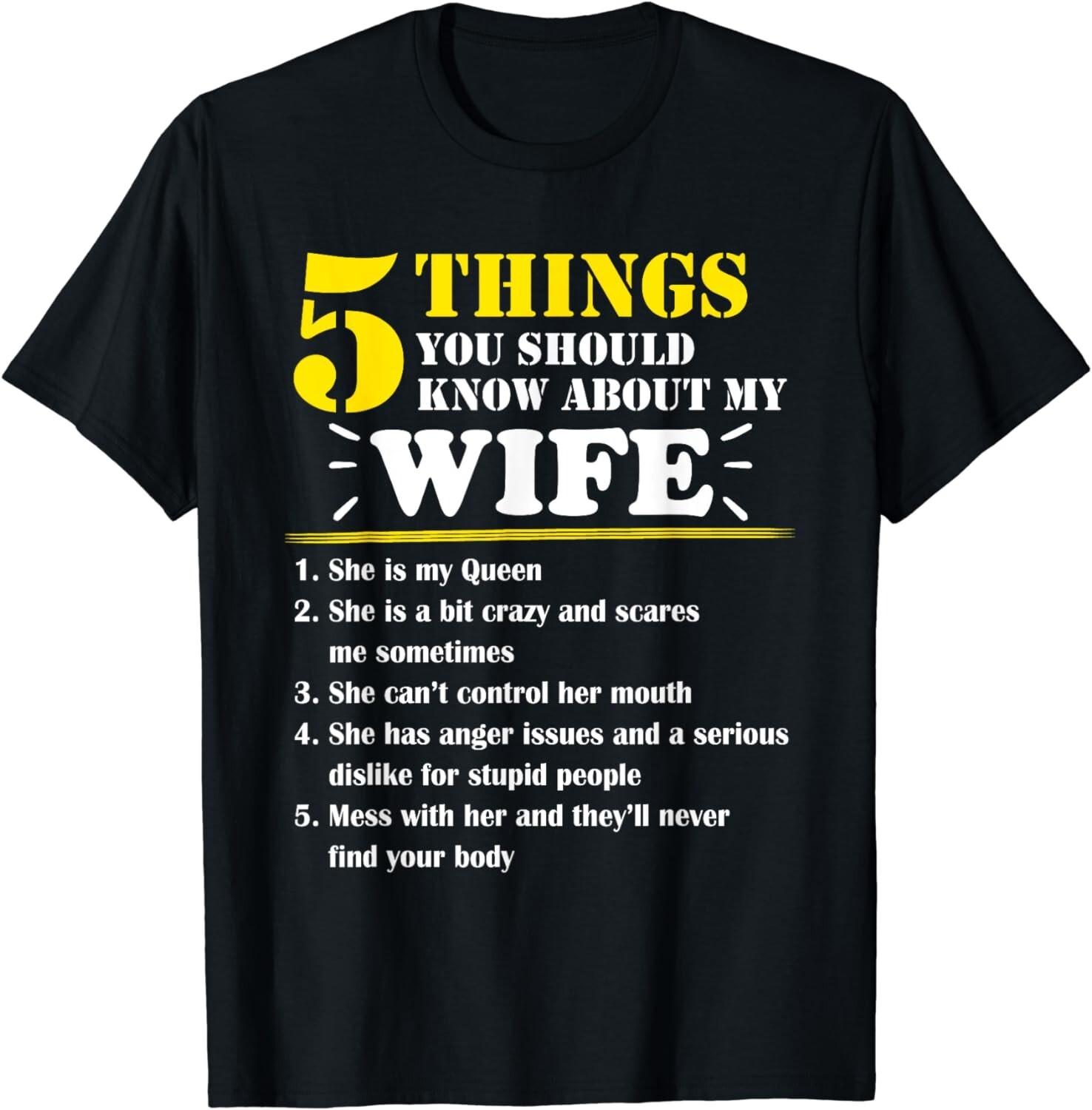 

5 Things About My Wife Mothers Day Funny husband Gifts Gift Unisex T-Shirt 5XL різнокольоровий