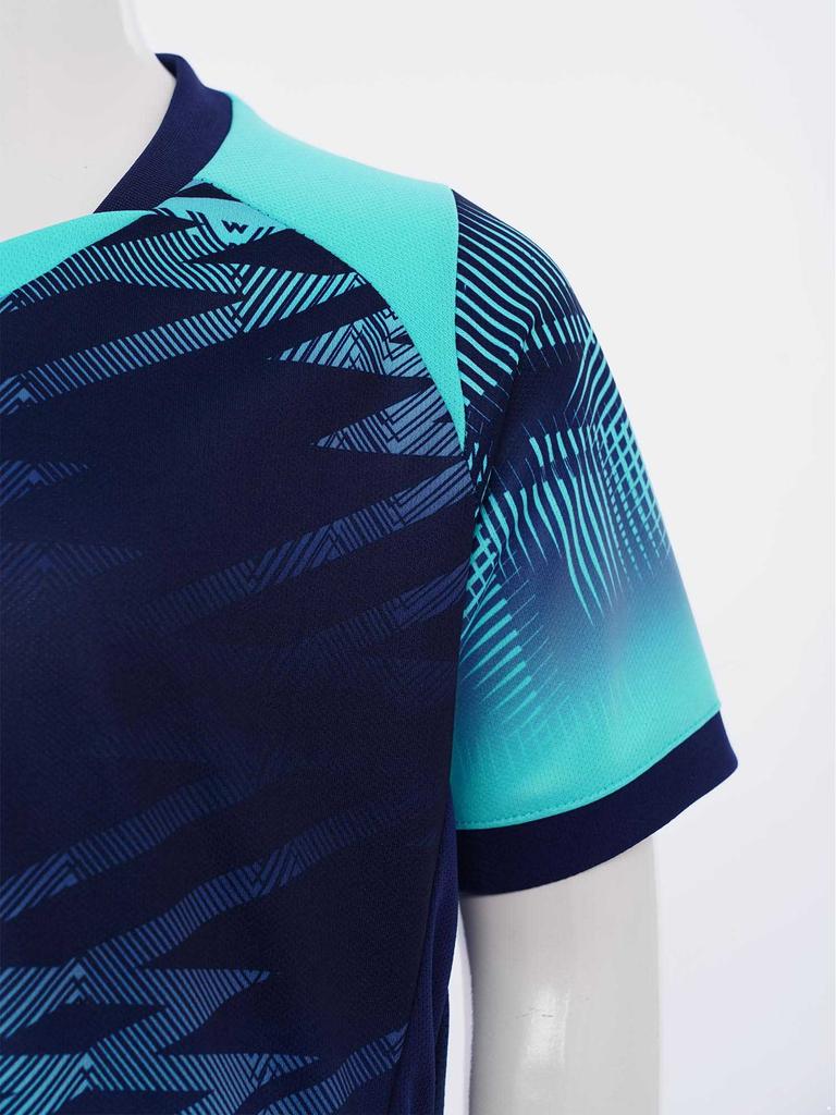 Children‘s Football Training Outfit V-Neck Short Sleeve Patterned T-Shirt and Elastic Waistband Drawstring Shorts for Athletic Practice