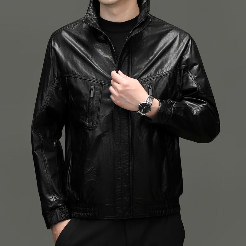 

Мужская кожаная куртка Yiliteng YTMMRXF22195 со стойкой 6XL