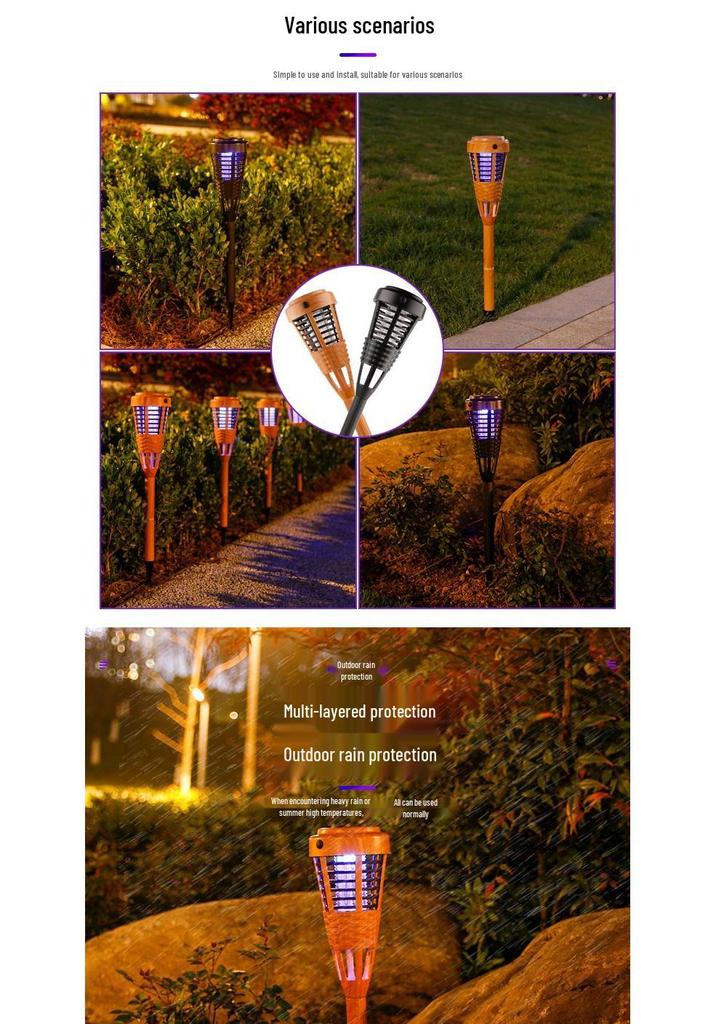 Waterproof Outdoor Solar Mosquito & Insect Killer Lamp for Garden & Courtyard