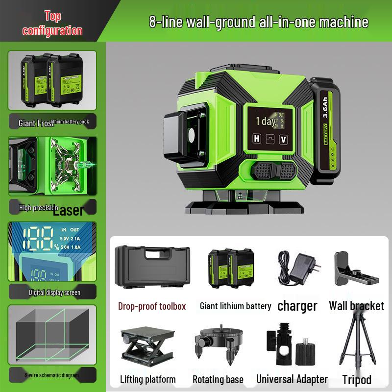 Strong Precision 16-Line Laser Level with Rubber Coating for Wall and Floor Mounting