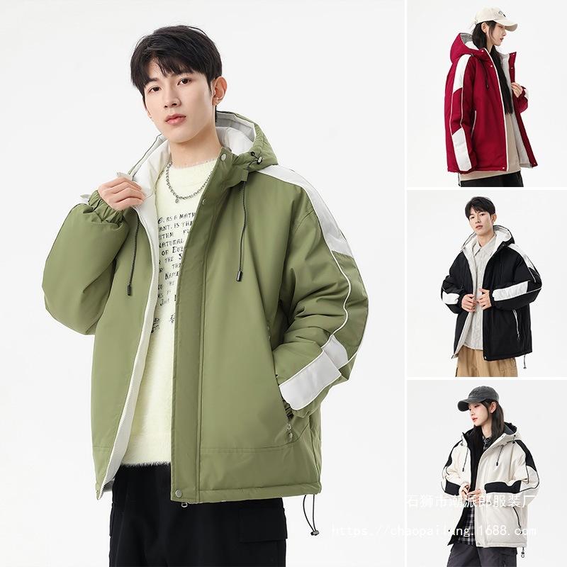 Winter New Men's Clothing Double-sided Wear Thickened Warm Couple Cotton-padded Jacket Men's Tooling Jacket Waterproof Lamb Wool Cotton-padded Jacket