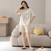 Pure Cotton Pajamas Women's 1011 New Spring and Summer Plaid Cute Short Sleeves Loose and Thin Large Size Can Be Worn Outside Loungewear