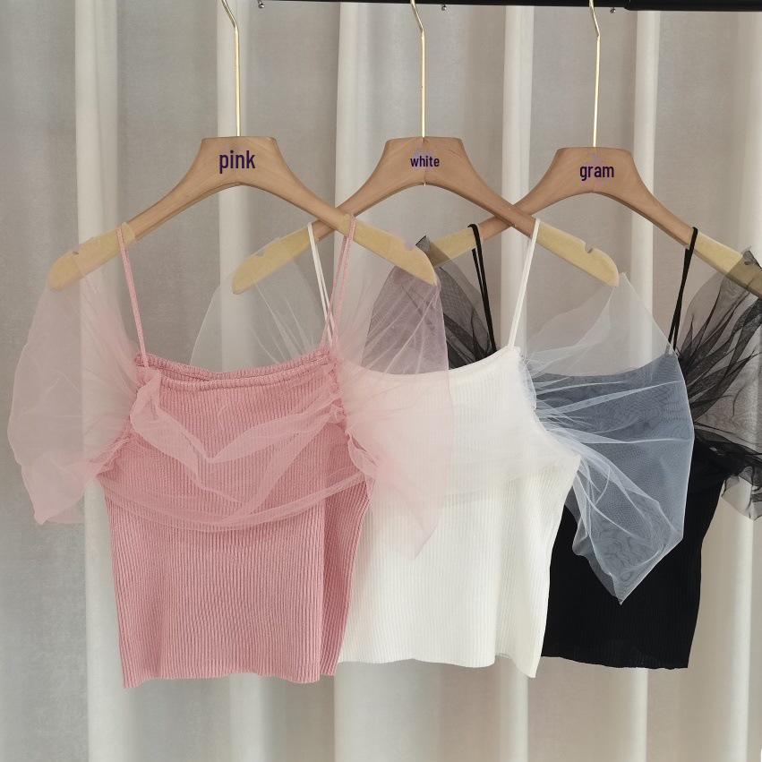 

Футболка с короткими рукавами и сетчатым принтом на одно плечо - летний милый стильный тонкий топ для женщин One size (37.5kg-60kg) розовый