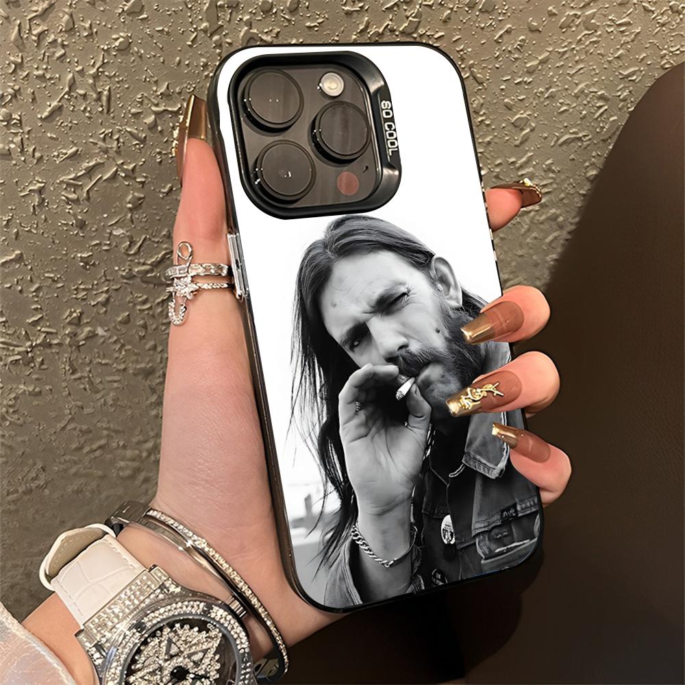 L-Lemmy Heavy Metal Sänger Handyhülle Für iPhone 16,15,14,13,12,11,Pro,Max,Plus,Mini,XS,SE Anti-Fall Schwarz Matt Hartes Bumper