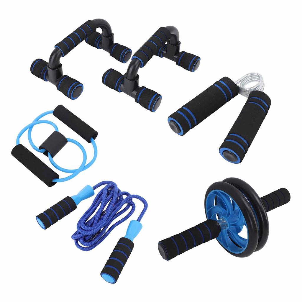 Abdominal Wheel Kit with Workout Wheel Knee Mat Pullers Jump Rope Grip Strengthener Push Up Bar Abdominal Exercise