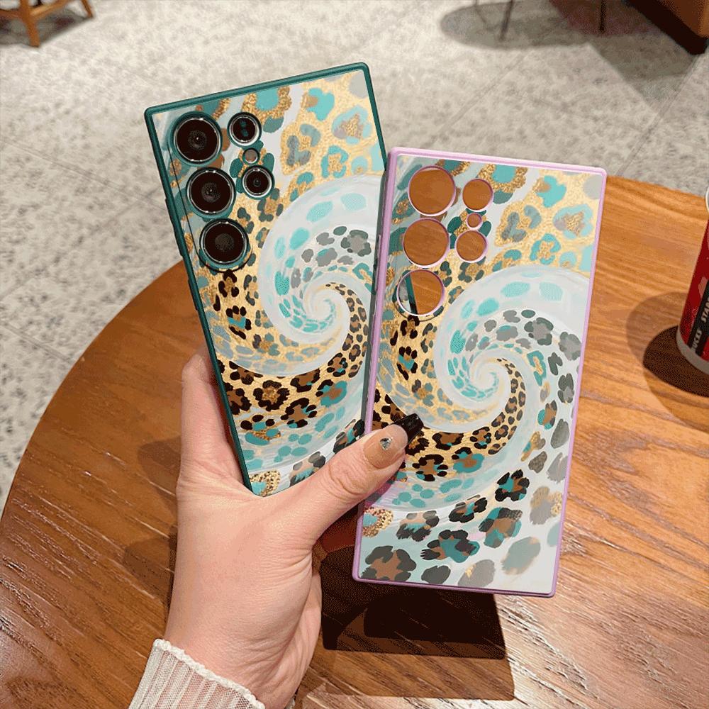 Swirling Leopard Print Pattern Case for Samsung Galaxy S25 S24 Ultra S23 S22 S21 S20 FE Plus Soft TPU Slim Fit Shockproof Cover
