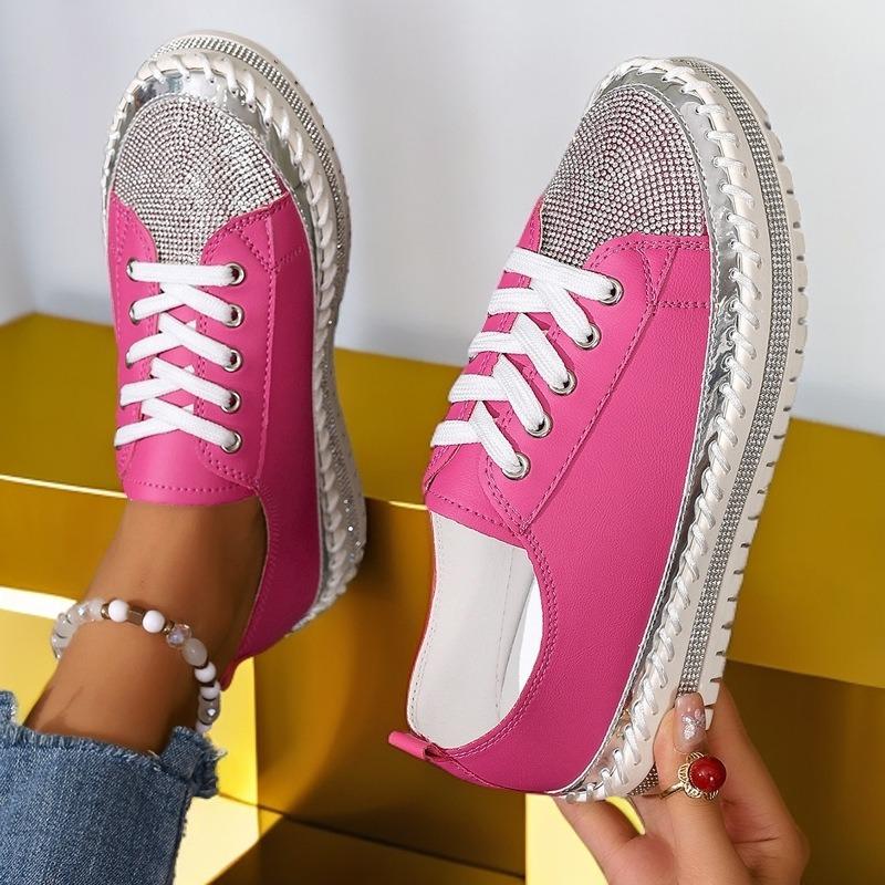 Hand-stitched Women Shoes Casual Fashion Parade Muffin Shoes New Drilling Thick Bottom Sneakers Women 2025 Zapatos De Mujer