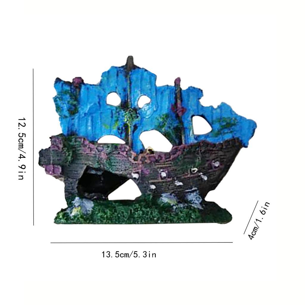 Aquarium Ornament Künstliche Pflanzen Gras Algen Piratenwrack Schiff Felslandschaft Leuchtstein Aquarium Landschaft Dekor Zubehör