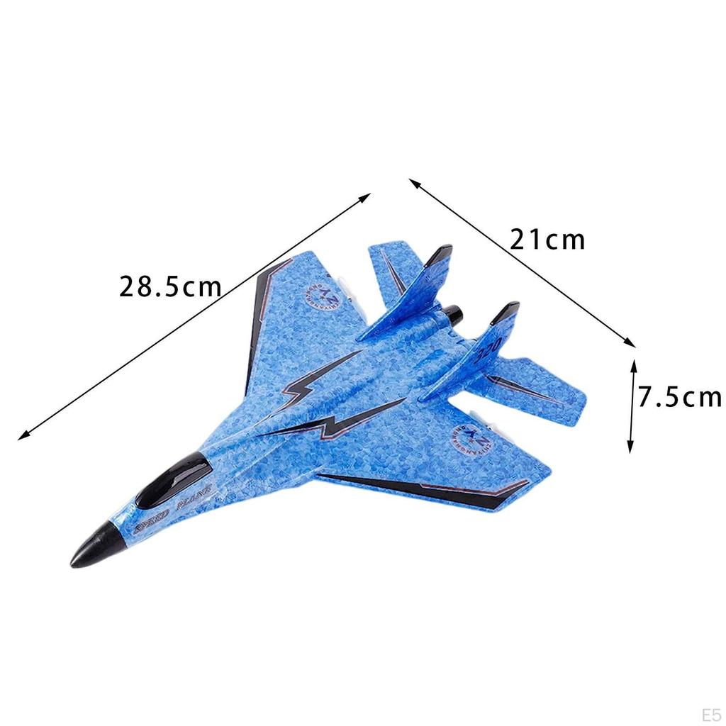 2CH RC Plane Foam Glider with Light Outdoor Toys Ready Easy to Control Jet Fighter Toy for Adults