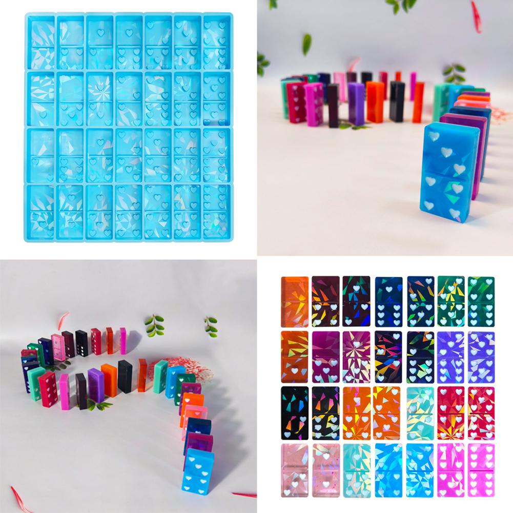 Clear Holographic Heart-shaped Domino Food Grade Silicone Mold DIY Holographic Laser Domino Wear Resistant And Easy To Clean