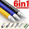 6 In 1 Multifunctional Pen Touch Screen Stylus Capacitive Pen with Screwdriver Ruler Levelgauge Refillable Ballpoint Pencil Tool