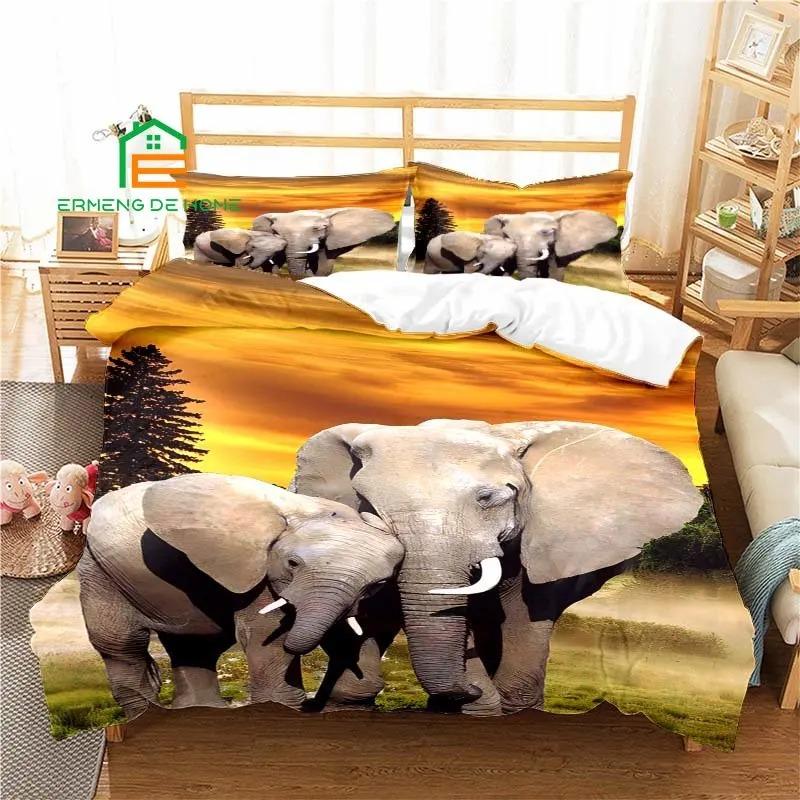 Animal Elephant Art Pattern Duvet Cover Set Bedding for Aldult Kids Bed Set Game Quilt Cover Comforter Cover Bedding Set