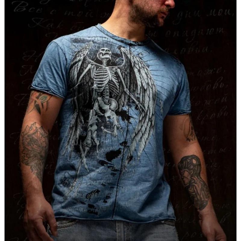 Summer Round Neck 3D Skeleton Print Top Fashionable Casual Short Sleeved Men's T-shirts