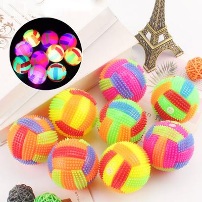 Pet Dogs Flashing Football Shape Led Light Squeaky Bouncy Ball Funny Kids Toy Interactive Dog Cat Chew Toys Small Large Dogs
