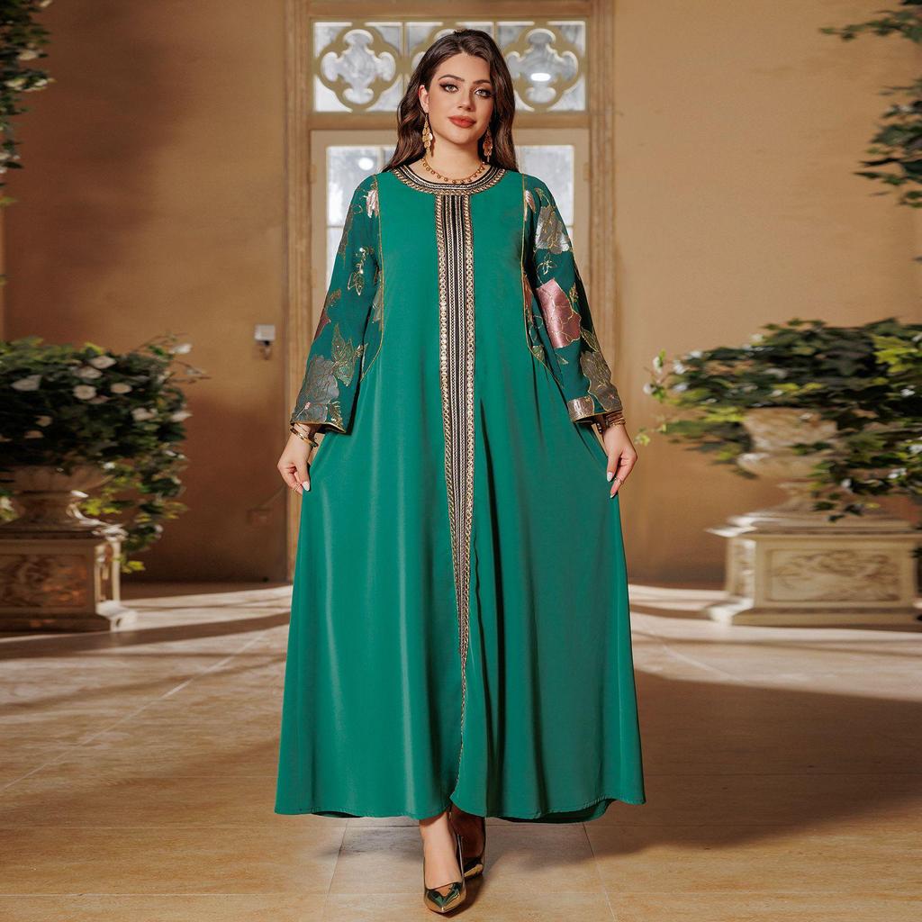 AB415 Dubai Robe: Besticktes Pailletten-Kaftan-Kleid für Damen