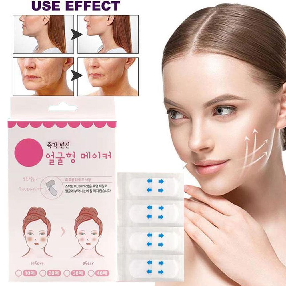 40pcs Invisible V Face Lift Tapes Wrinkle Removal Sticker Face Forehead Neck Sticker Pad Anti Aging Patch Facial Slimming Mask