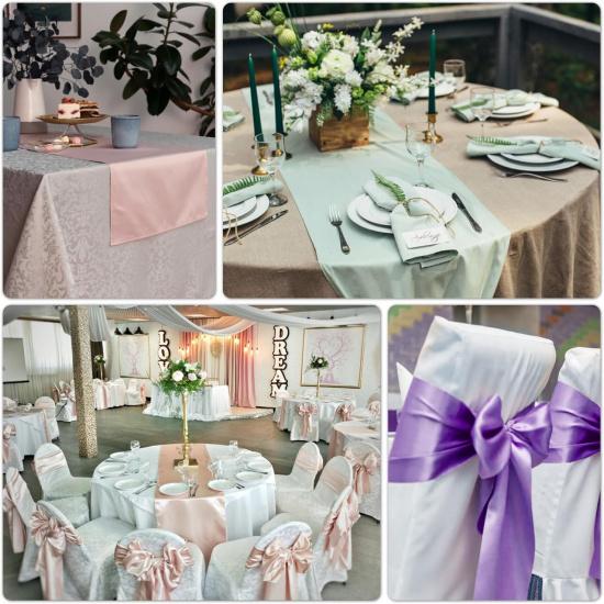 Quimoy 12 Pack Purple Satin Table Runner 12 x 108 Inch, Table Runner for Party Wedding Banquet Birthday Graduation Decoration, Bright Silk Smooth