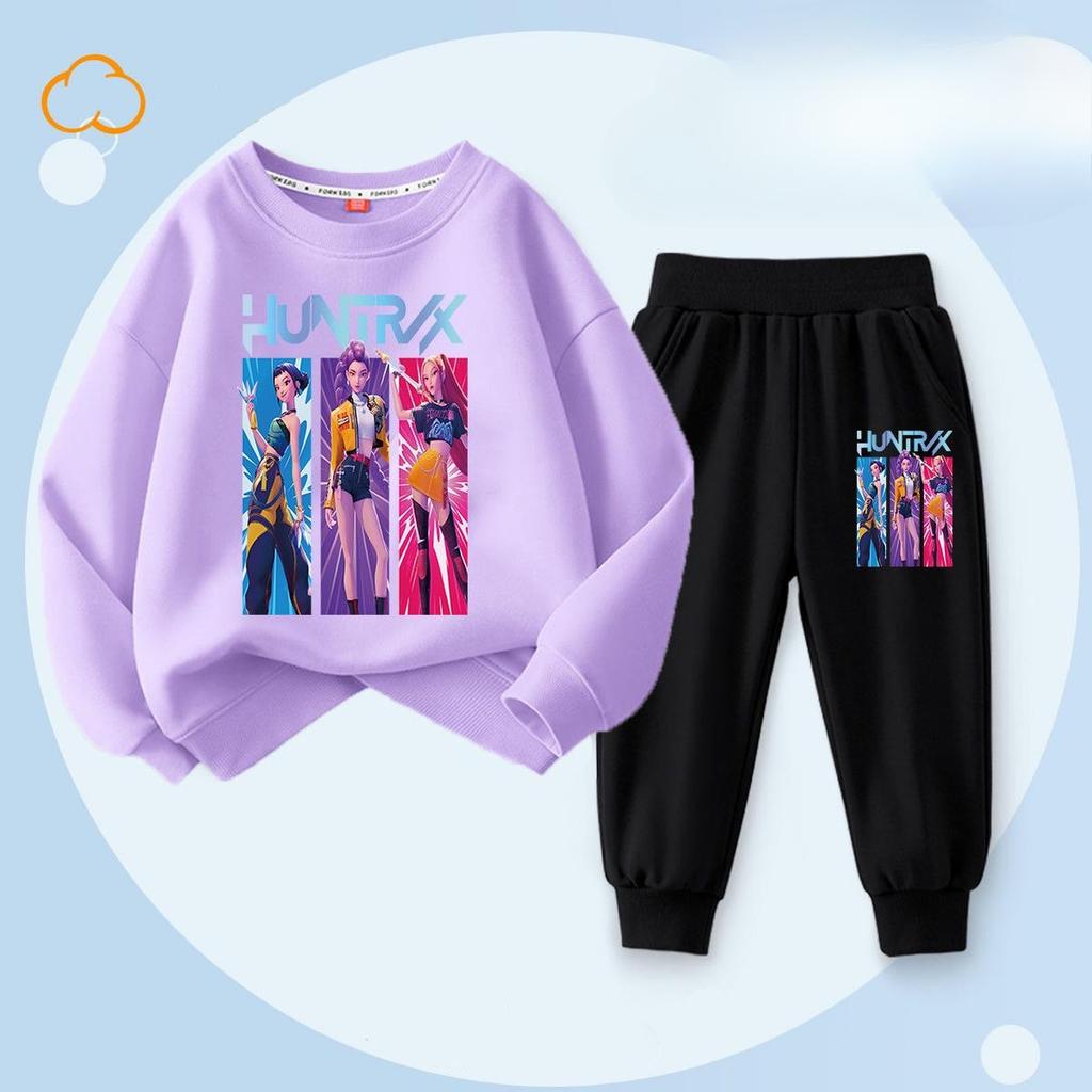 Children's Fashion Witch Hunt K-POP Round Neck Set for Spring and Autumn Boys and Girls Casual Two-piece Set