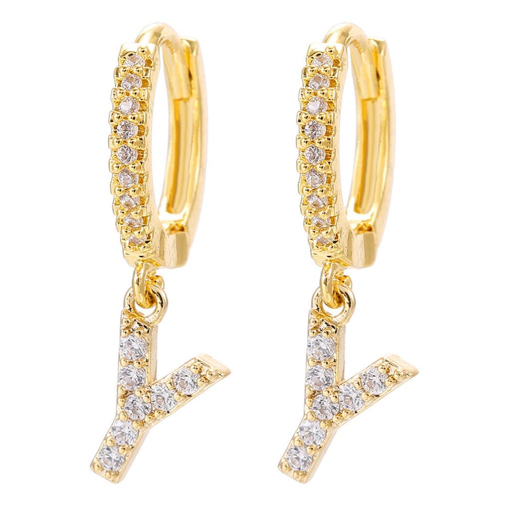 A Pair Of Zircon Earrings With Letters