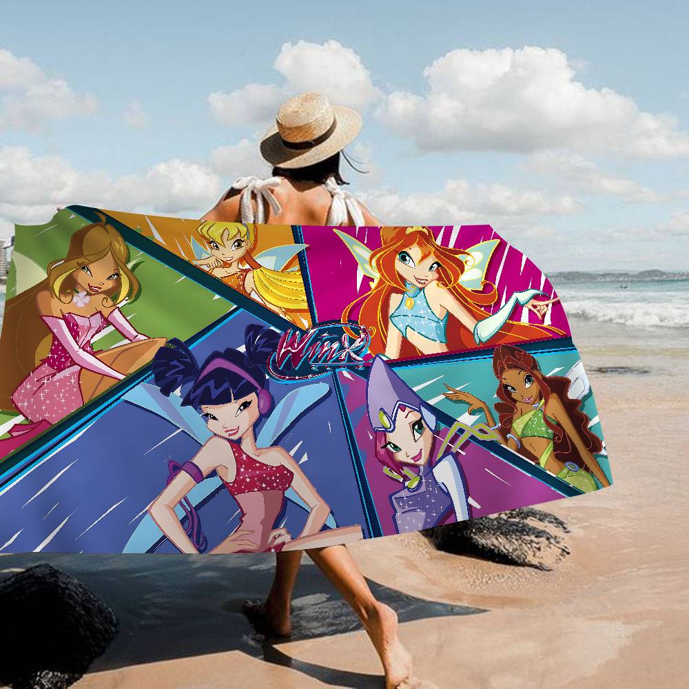 Girl W-Winx Clubs Microfiber Blanket Quick Drying Beach Towels Oversized Printing Super Absorbent Pool Towel Blanket