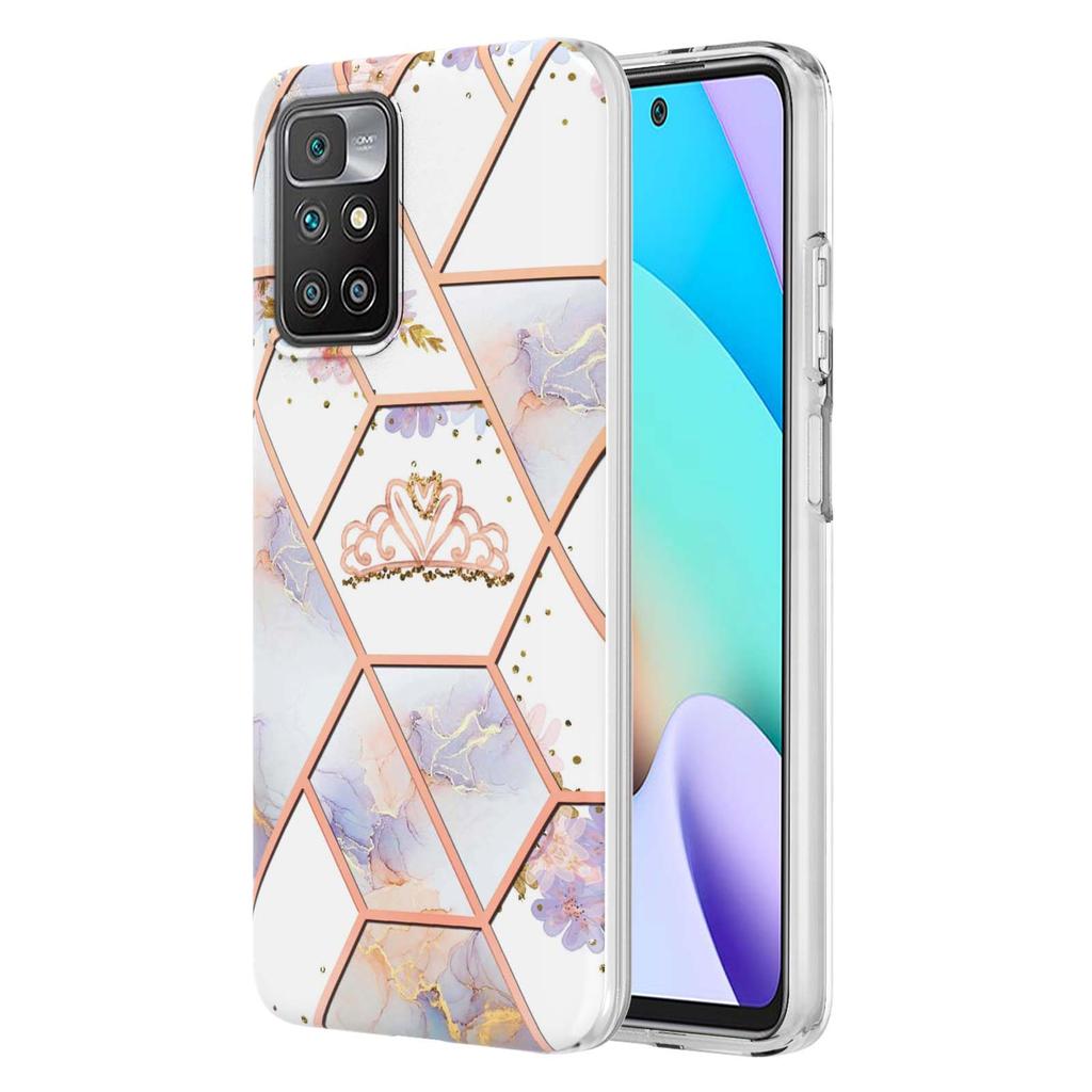Golden Border Grid Marble Flower IMD Ultrathin Phone Case for Xiaomi Redmi Note 11S,Redmi Note 11 4G,Note 12 Pro 4G,Xiaomi 11T,Redmi 10,Poco X3 NFC...