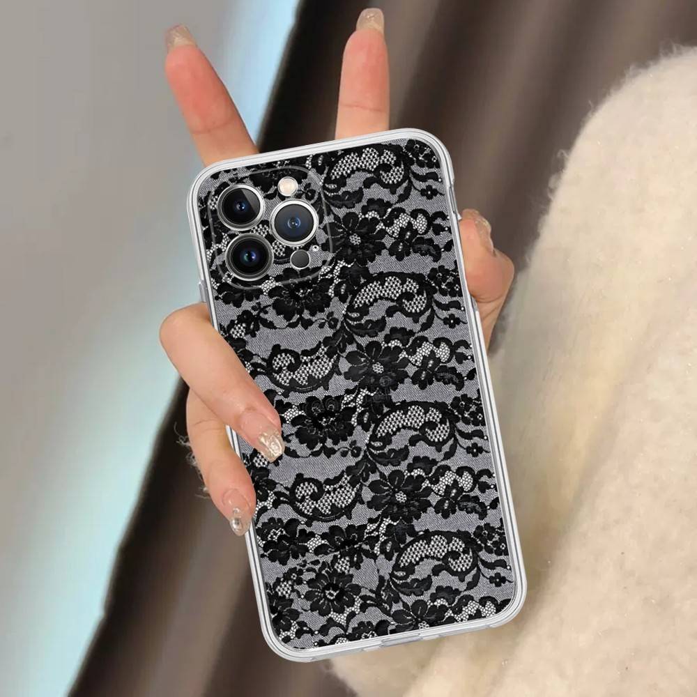 Lace Style Transparent Phone Case For IPhone 17 Air 16 Pro Max 15 14 13 12 11Plus Shockproof Cover