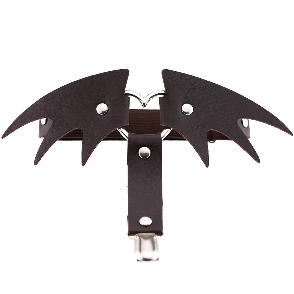 Punk Heart Leather Garter Belt with Wings - Street Style Nightclub Halloween Leg Jewelry Clip