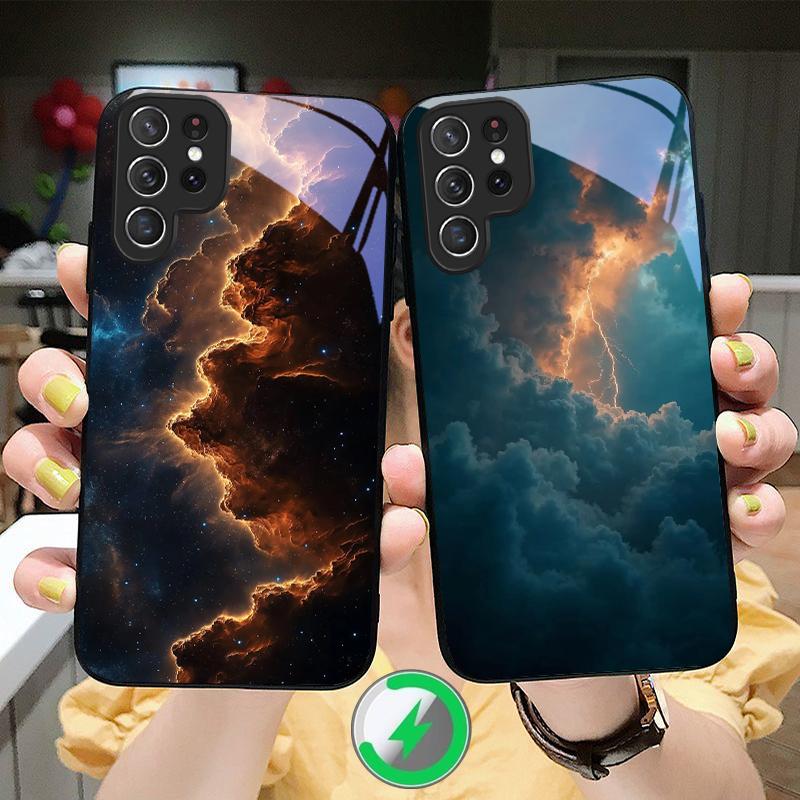 Hot Orange Gold Color Suitable For Samsung Galaxy S25 Ultra S20 FE S21 S22+ S23 Plus S24 S26 Edge Magnetism Glass Phone Casee