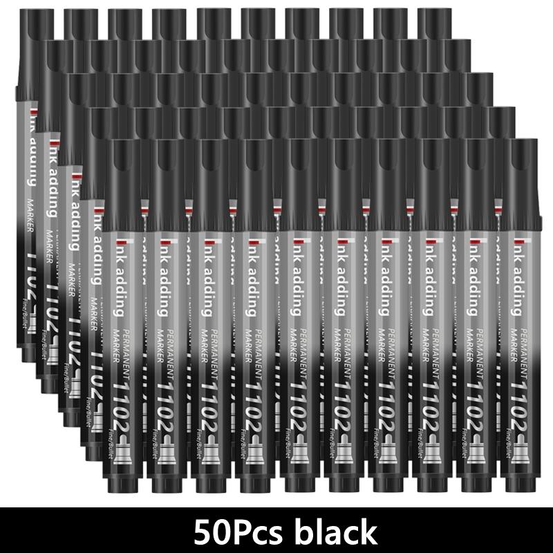 3-100 Pcs/Set Permanent Marker Pen Fine Point Waterproof Ink Thin Nib Crude Nib Black Blue Red Ink 2-3mm Fine Color Marker Pens