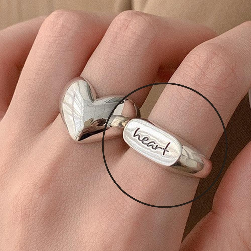 

BF CLUB 925 Sterling Rings for Women Fashion Geometric Handmade Irregular Heart Ring Party Christmas Gift resizable