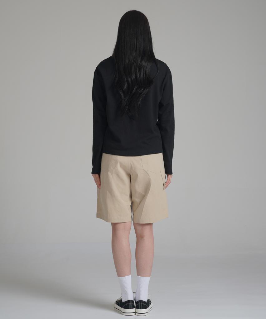 Noming Chino Single-Pleat Strap Wide Bermuda Shorts - Beige