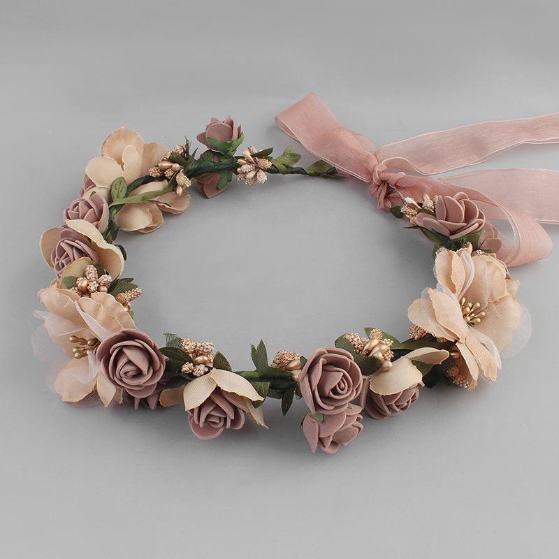 Floral Fabric Wreath Headband for Bridal & Beach Photography