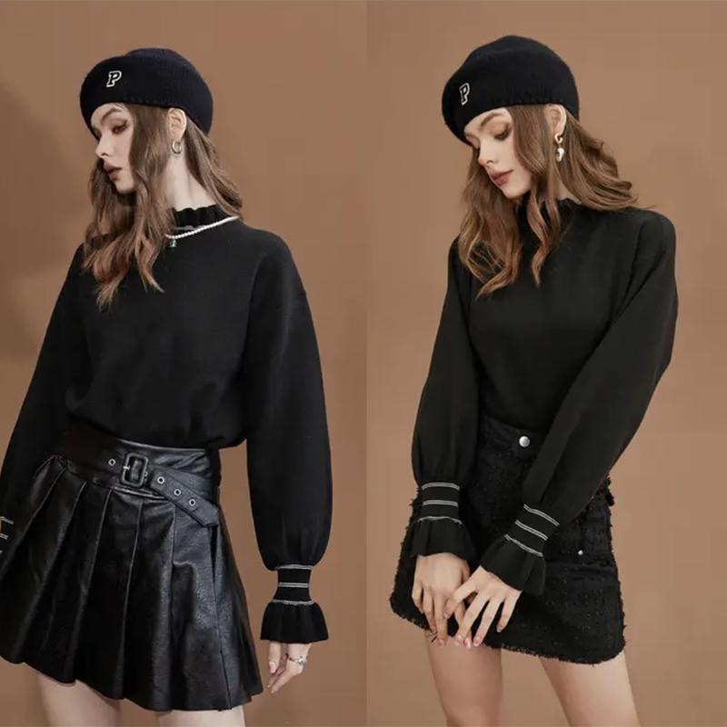 

Красивый и элегантный белый свитер с деревянными ушками, женский пуловер, свитер на осень и зиму, мягкая нижняя часть, рубашка с верхом L чёрный