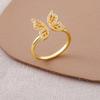 Delicate Hollow Butterfly Open Ring, Zircon Inlaid Copper Jewelry Elegant Leisure Finger Ring for Women Summer Dating Daily Wear