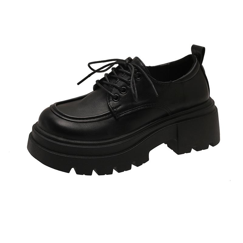 British style small leather shoes women's 2025 spring new retro Japanese thick-soled heightening lace-up Internet celebrity loafers women's single s